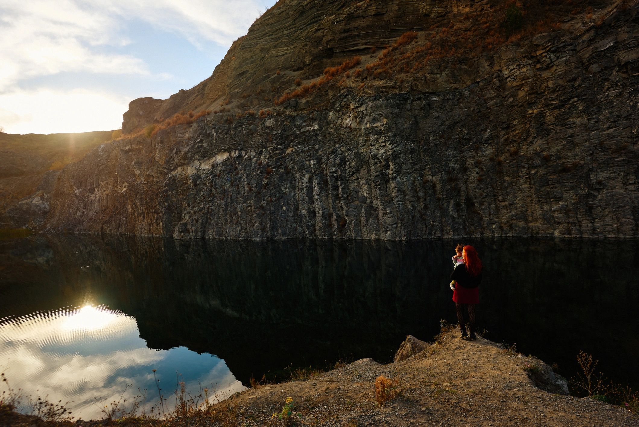 Highland quarry at golden hour
